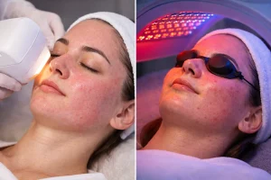 IPL and LED light therapy treatments for skin redness