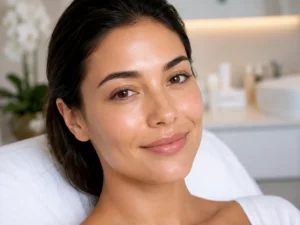 Glowing skin after facial treatment