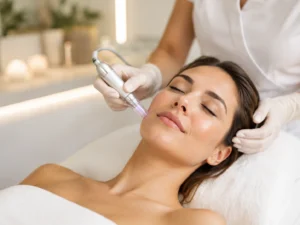 Microneedling facial treatment at aesthetic clinic