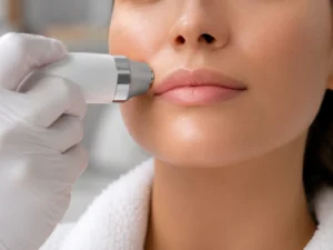 Facial hair removal treatment on upper lip